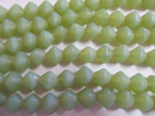 Glass Beads, Indian Beads, Uneven Bicone, Matte Green, 13mm, Size and Shape May Vary, ±20pc