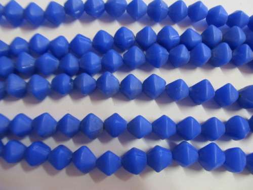Glass Beads, Indian Beads, Uneven Bicone, Matte Royal Blue, 13mm, Size and Shape May Vary, ±20pc
