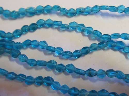 Glass Beads, Indian Beads, Flat Diamond, Teal, 6mm, Size and Shape May Vary, ±24pc