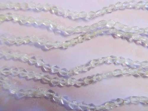 Glass Beads, Indian Beads, Flat Diamond, Clear, 6mm, Size and Shape May Vary, ±24pc