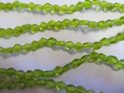 Glass Beads, Indian Beads, Flat Diamond, Lime, 6mm, Size and Shape May Vary, ±24pc