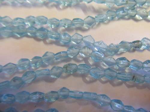 Glass Beads, Indian Beads, Flat Diamond, Turquoise, 6mm, Size and Shape May Vary, ±24pc