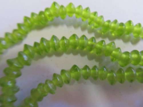 Glass Beads, Indian Beads, Rondelle, Clear Lime, ±4mm x ±6mm, Size and Shape May Vary, ±20pc