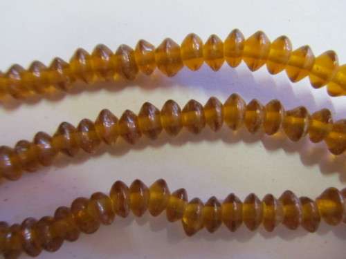 Glass Beads, Indian Beads, Rondelle, Clear Brown, ±4mm x ±6mm, Size and Shape May Vary, ±20pc