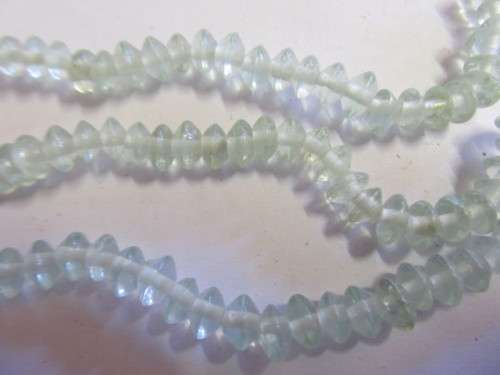 Glass Beads, Indian Beads, Rondelle, Clear Green, ±4mm x ±6mm, Size and Shape May Vary, ±20pc