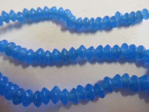 Glass Beads, Indian Beads, Rondelle, Turquoise, ±4mm x ±6mm, Size and Shape May Vary, ±20pc