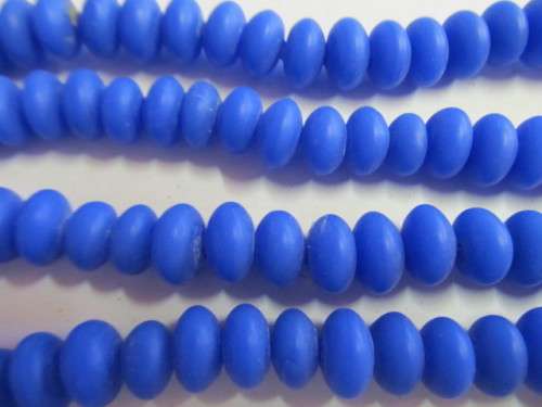 Glass Beads, Indian Beads, Rondelle, Dark Blue, 8mm x 12mm, Size and Shape May Vary, ±20pc