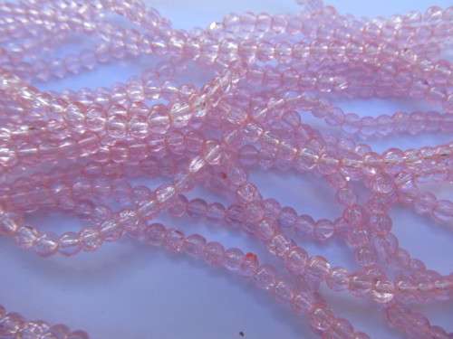 Glass Beads, Crackle, Round, Pink, 4mm, ±100pc