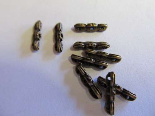 Findings, Sliders, Flower And Leave Design, 3 Hole, Metal, Bronze, 14mm, 4pc