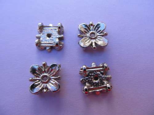 Sliders, Nickel, Flower Design, 2 Hole, 12mm, 6pc