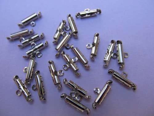 End Pieces, Metal, Nickel, 4 Reduce To 1, 6mm x 15mm, 10pc