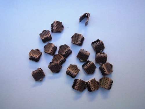 End Pieces, Ribbon Crimp, Copper, ±50pc