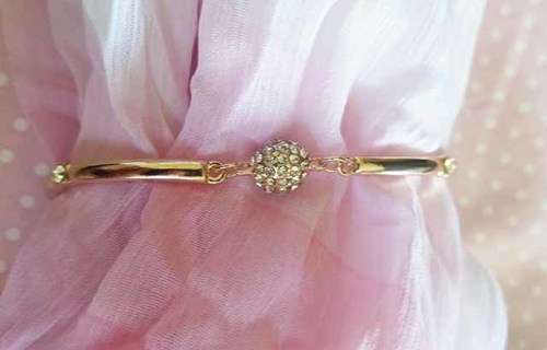 Riza Bracelet, Rose Gold Colour With Clear Rhinestones, 20cm + 5cm, Ext, 1pc