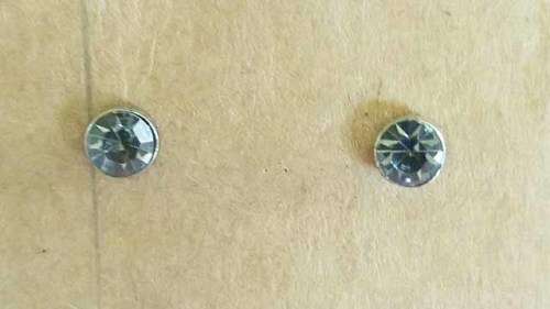 Riza Earrings, Smoke Rhinestones, 5mm, Stamped 925, Studs, 2pc