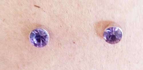 Riza Earrings, Light Purple Rhinestones, 5mm, Stamped 925, Studs, 2pc