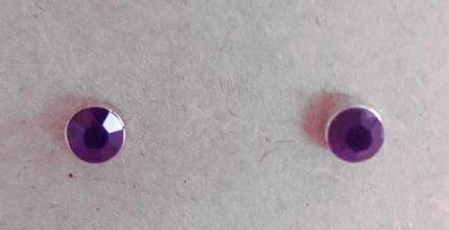 Riza Earrings, Dark Purple Rhinestones, 5mm, Stamped 925, Studs, 2pc