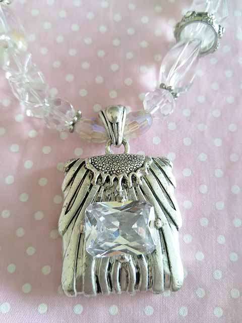 Simone Necklace, Clear Quartz And Crystal Beads, Nickel Rolo Chain At The Back.. Lobster Clasp, 48cm
