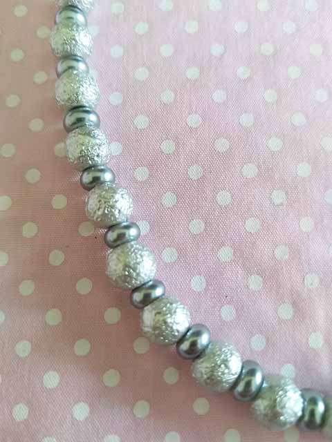 Perrine Necklace, Grey Glass Pearls, Pearl Size - 8mm, Lobster Clasp, 47cm + 5cm Ext