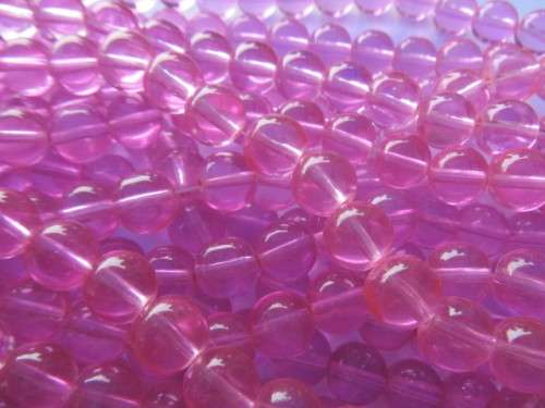 Glass Beads, Plain, Round, Pink, 12mm, ±32pc