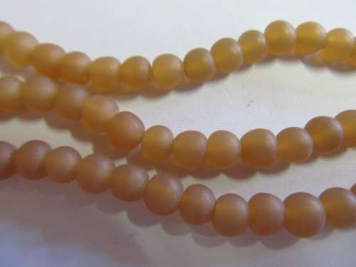 Glass Beads, Indian Beads, Round, Tan Matt, ±6mm - Size May Vary Slightly, 20pc