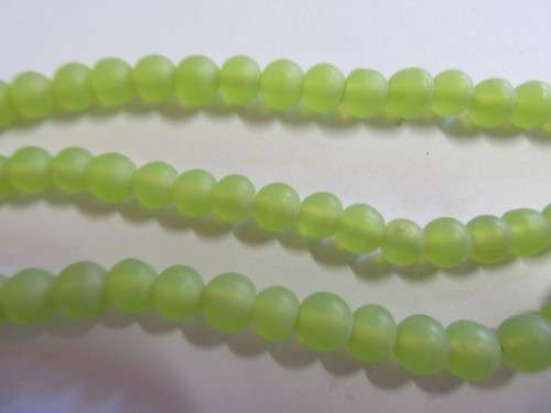 Glass Beads, Indian Beads, Round, Lime Matt, ±6mm - Size May Vary Slightly, 20pc