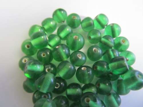 Glass Beads, Indian Beads, Round, Cream Soda Green, ±7mm - Size May Vary Slightly, 14pc