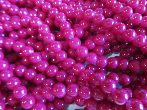 Glass Beads, Round, Mauve, 8mm, ±52pc