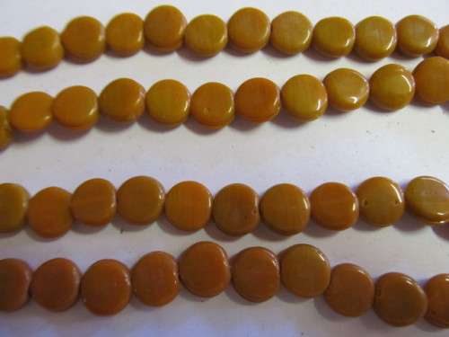 Glass Beads, Indian Beads, Flat Round, Burnt Orange, ±10mm - Size May Vary Slightly, 20pc
