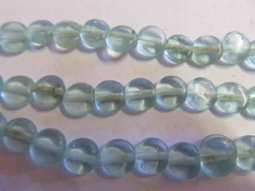 Glass Beads, Indian Beads, Flat Round, Clear Seafoam, ±10mm - Size May Vary Slightly, 20pc