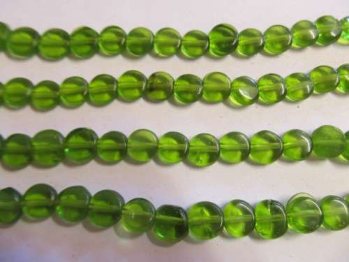 Glass Beads, Indian Beads, Flat Round, Spring Green, ±10mm - Size May Vary Slightly, 20pc