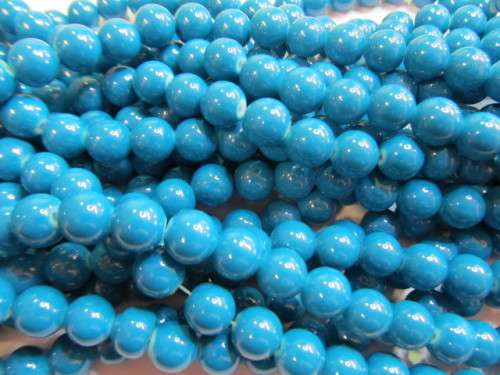 Glass Beads, Round, Turquoise, 10mm, ±35pc