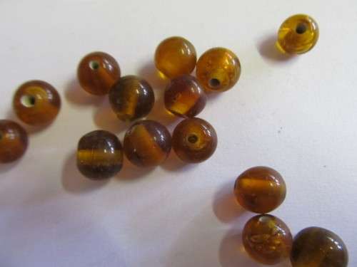 Glass Beads, Indian Beads,Round, Brown, ±9mm Size May Vary Slightly, 14pc