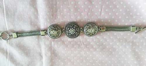 Riza Bracelet, Nickel With Clear Rhinestones, Toggle Clasp, 21cm With Extender, 1pc