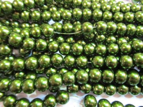 Glass Pearls, Shiny Dark Green, 12mm, ±72pc