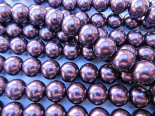 Glass Pearls, Shiny Purple, 14mm, ±62pc