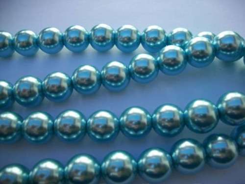 Glass Pearls, Shiny Blue, 16mm, ±16pc