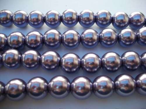 Glass Pearls, Shiny Purple, 16mm, ±16pc