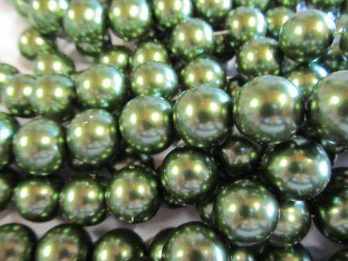 Glass Pearls, Shiny Green, 16mm, ±16pc