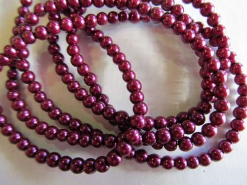 Glass Pearls, Shiny Dark Purple, 4mm, ±210pc