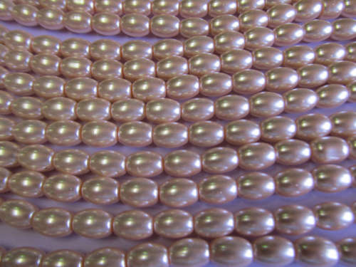 Glass Pearls, Oval, Shiny Light Pink, 8mm x 11mm, ±36pc