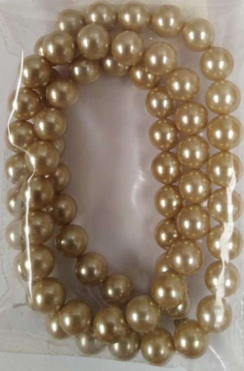 Shell Pearls, Round, Satin Gold, 6mm, ±64pc