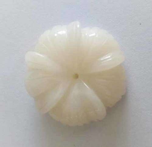 Carved In Semi-Precious Stone, Flower, Quartz, Hole In Center, 31mm, 1pc