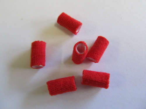 Go Green Beads, Recycled Material, Polypropylene And Textile, Tube, Red, 13mm X 7mm, 6pc