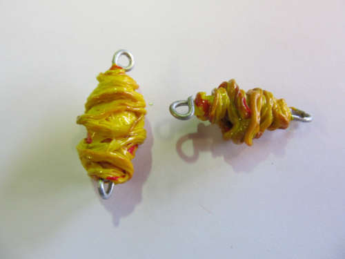 Go Green  Connector Beads, Recycled Material, Polypropylene And Wire, Handmade, Yellow, ±32mm, 2pc