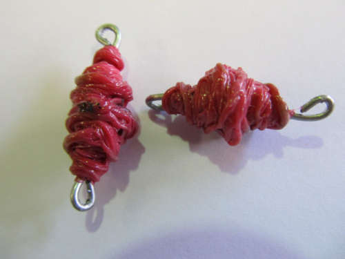 Go Green, Connector Beads, Recycled Material, Polypropylene And Wire, Handmade, Red, ±33mm, 2pc