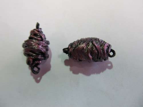 Go Green Connector Beads, Recycled Material, Polypropylene And Wire, Handmade, Pink, ±28mm, 2pc