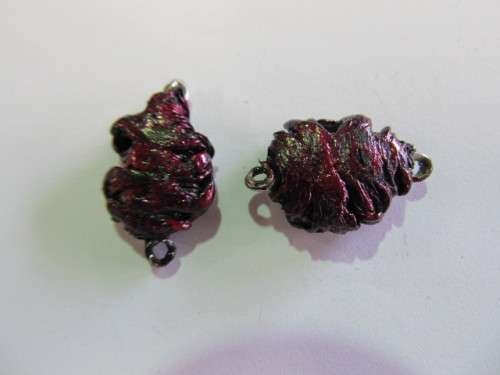 Go Green Connector Beads, Recycled Material, Polypropylene And Wire, Handmade, Maroon, ±25mm, 2pc