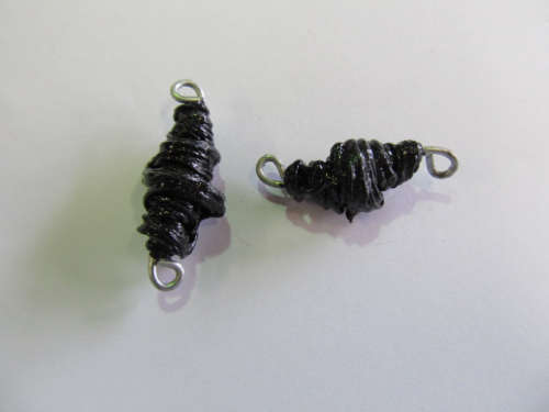 Go Green Connector Beads, Recycled Material, Polypropylene And Wire, Handmade, Black, ±32mm, 2pc