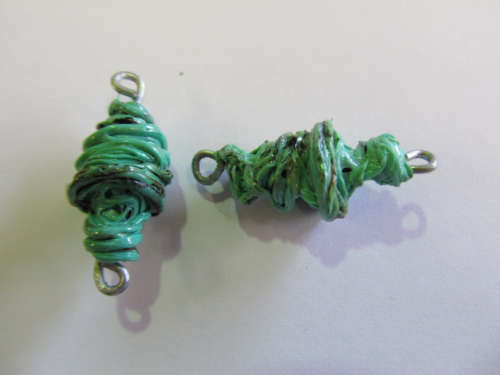 Go Green Connector Beads, Recycled Material, Polypropylene And Wire, Handmade, Green, ±33mm, 2pc