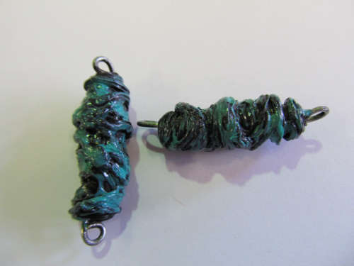 Go Green Connector Beads, Recycled Material, Polypropylene And Wire, Handmade, Green, ±40mm, 2pc
